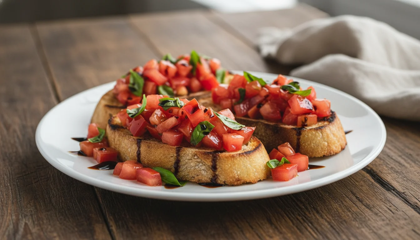Classic bruschetta with balsamic glaze