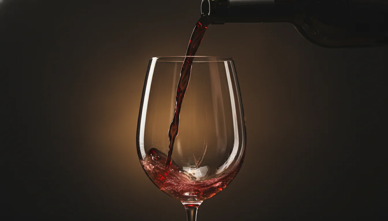 Red wine pouring into glass